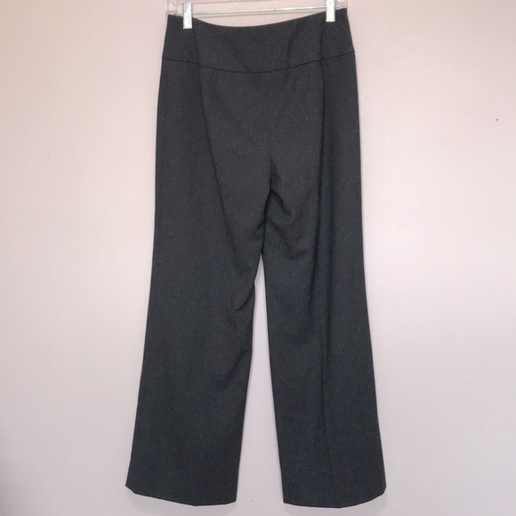 Melanie Lyne dark gray wide leg high rise pants asymmetrical band sz 4 - Picture 4 of 10